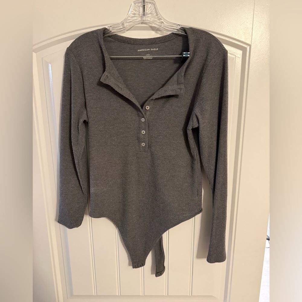 American Eagle Charcoal Ribbed Bodysuit